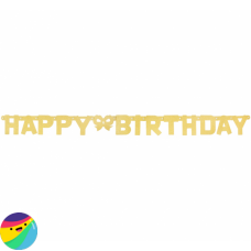 Napis Happy birthday z zlatimi bleščicami