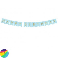 Napis Happy Birthday svetlo moder