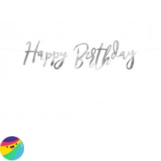 Napis Happy Birthday srebrn